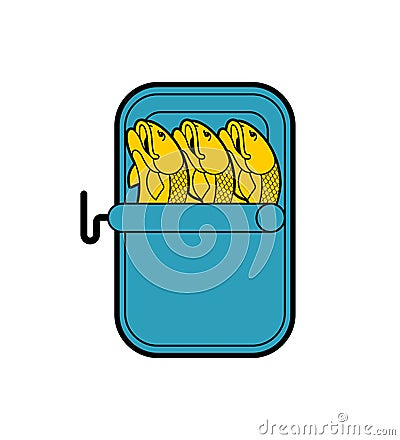 Canned fish isolated. preserve piscineÂ tinned goods. Vector illustration Vector Illustration